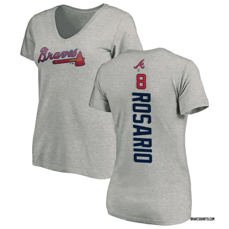 Eddie Rosario Atlanta Braves Women's Backer Slim Fit T-Shirt - Ash