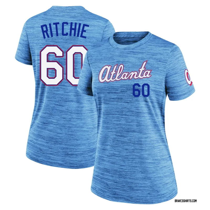 JR Ritchie Atlanta Braves Women's Blue Powder 2026 City Connect Game Day Velocity Name & Number T-Shirt