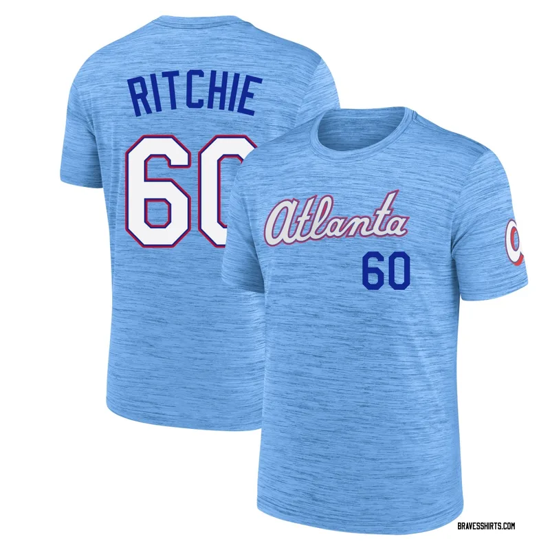 JR Ritchie Atlanta Braves Youth Blue Powder 2026 City Connect Game Day Velocity Name & Number T-Shirt