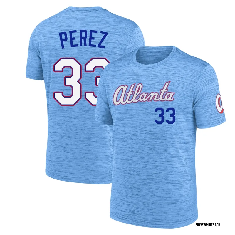 Martin Perez Atlanta Braves Men's Blue Powder 2026 City Connect Game Day Velocity Name & Number T-Shirt