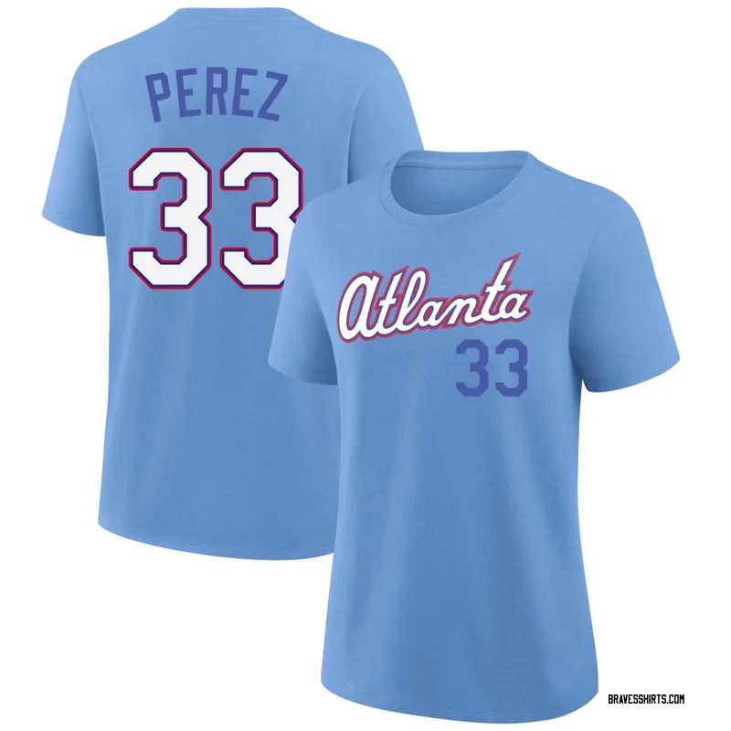 Martin Perez Atlanta Braves Women's Light Blue 2026 City Connect Name & Number T-Shirt