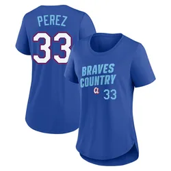 Martin Perez Atlanta Braves Women's Royal 2026 City Connect Team Phrase Script Name & Number T-Shirt