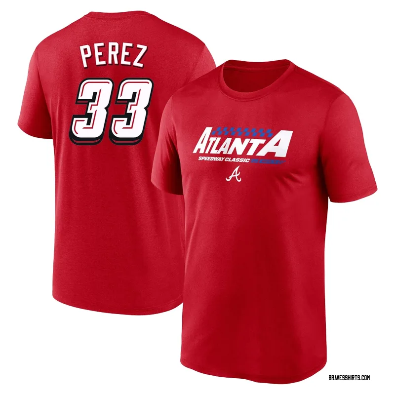 Martin Perez Atlanta Braves Youth Legend Red 2025 Speedway Classic Performance Name & Number T-Shirt