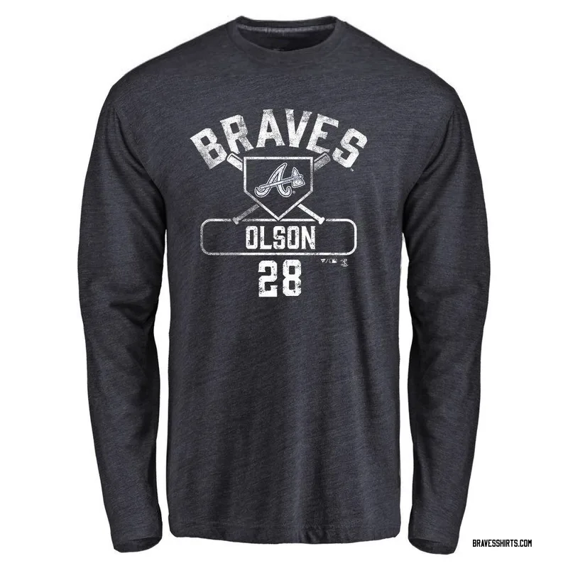 Matt Olson Atlanta Braves Men's Navy Base Runner Tri-Blend Long Sleeve T-Shirt -