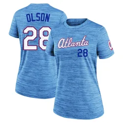 Matt Olson Atlanta Braves Women's Blue Powder 2026 City Connect Game Day Velocity Name & Number T-Shirt