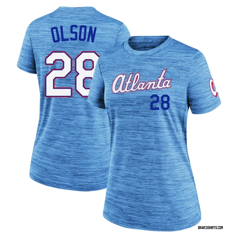 Matt Olson Atlanta Braves Women's Blue Powder 2026 City Connect Game Day Velocity Name & Number T-Shirt