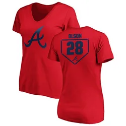 Matt Olson Atlanta Braves Women's Red RBI Slim Fit V-Neck T-Shirt -