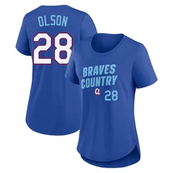 Matt Olson Atlanta Braves Women's Royal 2026 City Connect Team Phrase Script Name & Number T-Shirt