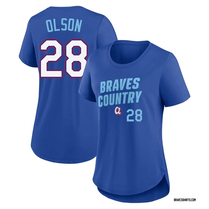 Matt Olson Atlanta Braves Women's Royal 2026 City Connect Team Phrase Script Name & Number T-Shirt