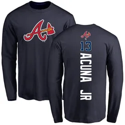 Ronald Acuna Jr. Atlanta Braves Youth Navy Backer Long Sleeve T-Shirt -