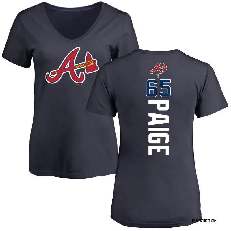 Satchel Paige Atlanta Braves Women's Navy Backer Slim Fit T-Shirt 